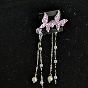 Vintage Rhinestone Butterfly Earrings